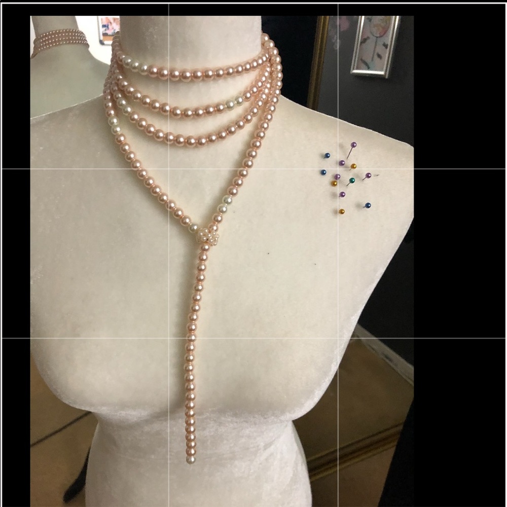 Flapper Girl Jewelry 5 Piece Pink with White